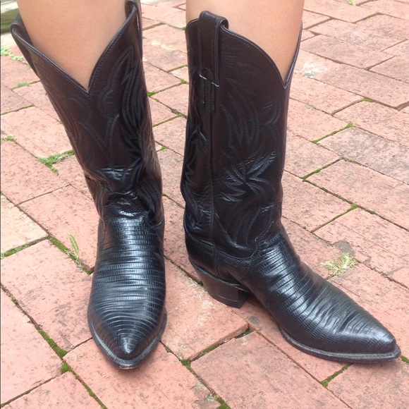 justin black cowboy boots